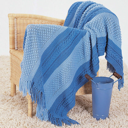 Bernat Shades Of Blue Knit Blanket Knit Blanket made in Bernat Satin yarn