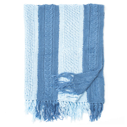 Bernat Shades Of Blue Knit Blanket Knit Blanket made in Bernat Satin yarn