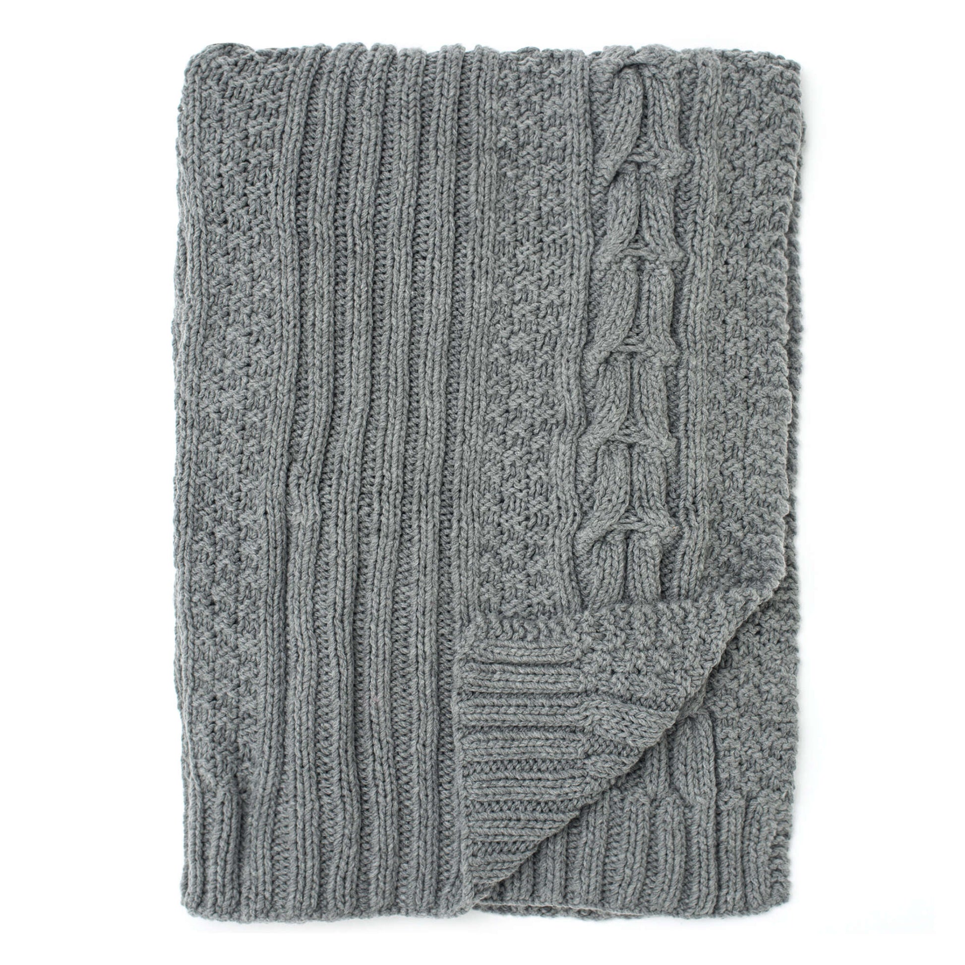 Bernat Horseshoe Cable Knit Blanket Knit Blanket made in Bernat Softee Chunky yarn