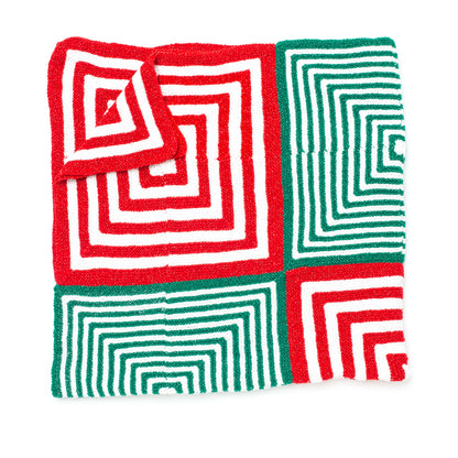 Bernat Mitered Christmas Knit Blanket Knit Blanket made in Bernat Happy Holidays yarn