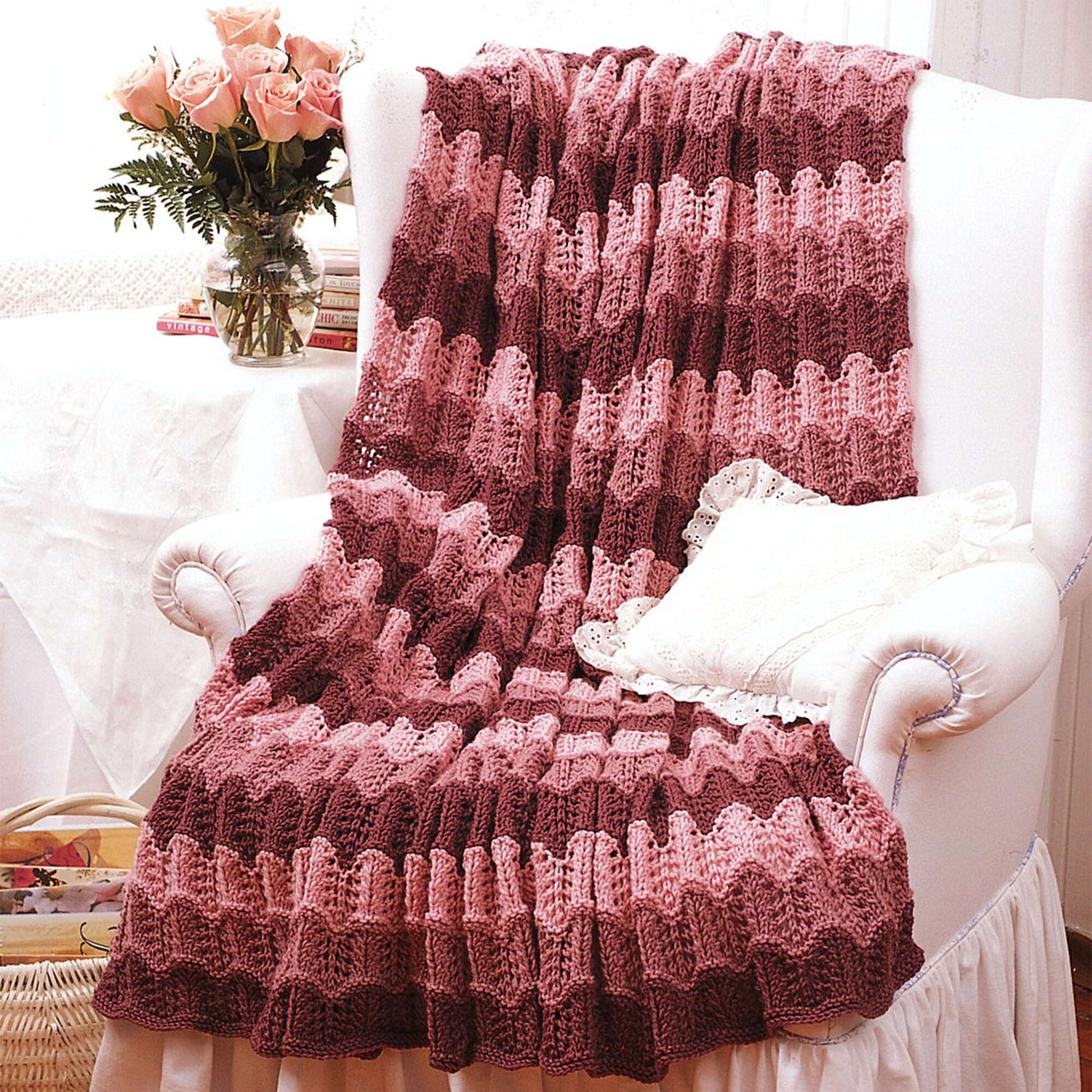 Free Bernat Pink Afghan To Knit Pattern