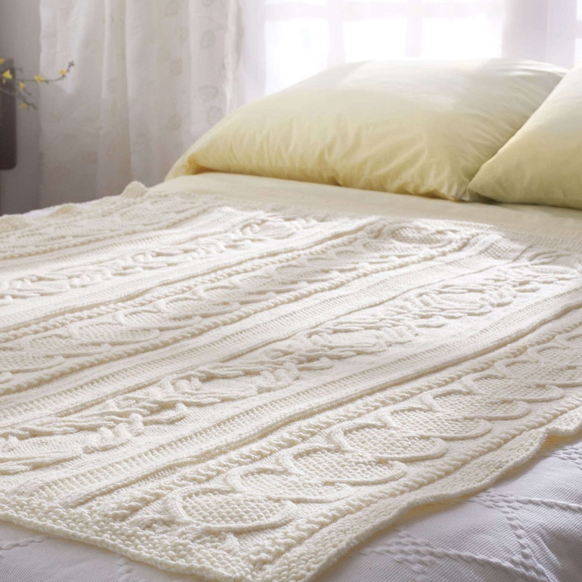 Free Bernat Knit Gift Of Love Cable Afghan Pattern