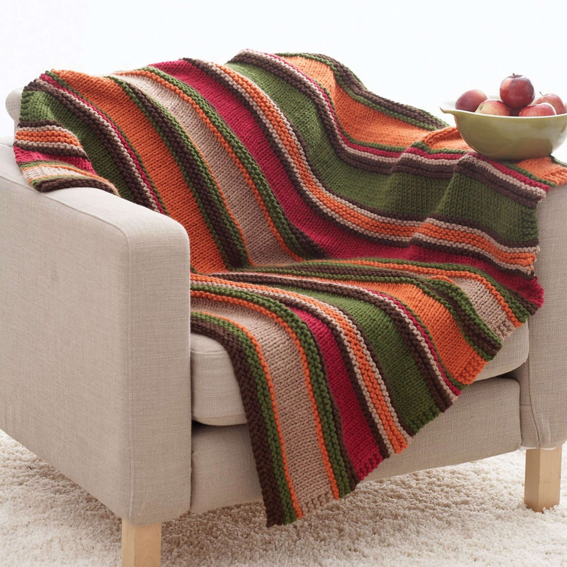 Free Bernat Velvet Stripes Knit Blanket Pattern