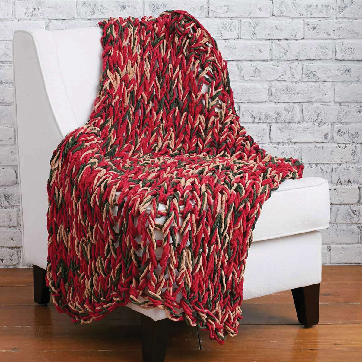 Knit Blanket made in Bernat Blanket yarn