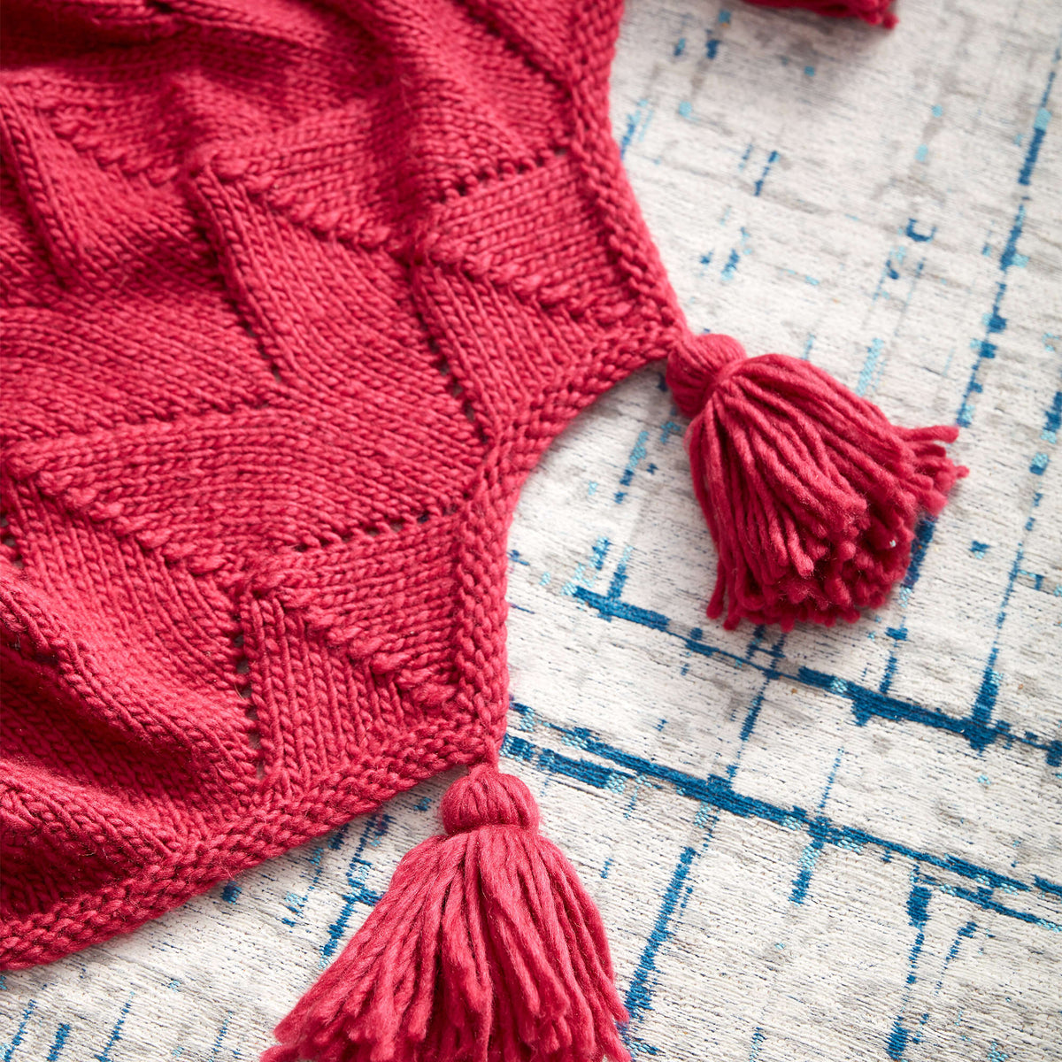 Knit Blanket made in Bernat Roving yarn