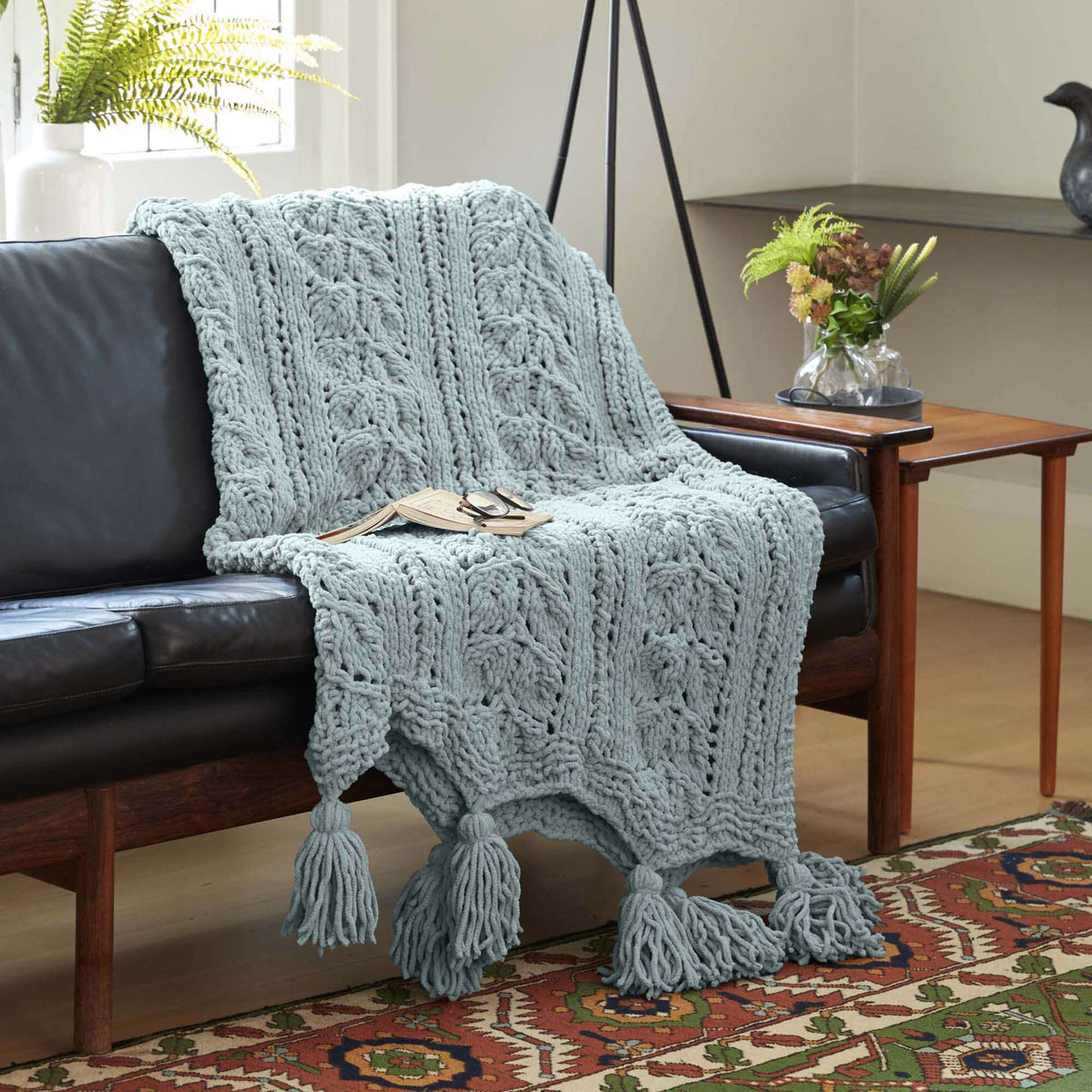 Knit Blanket made in Bernat Blanket yarn