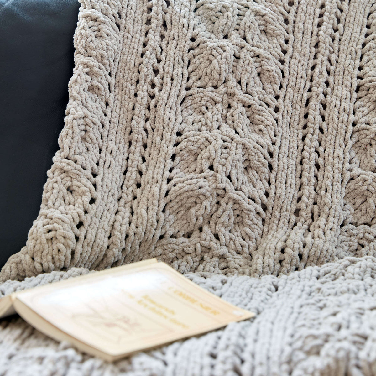 Knit Blanket made in Bernat Blanket yarn