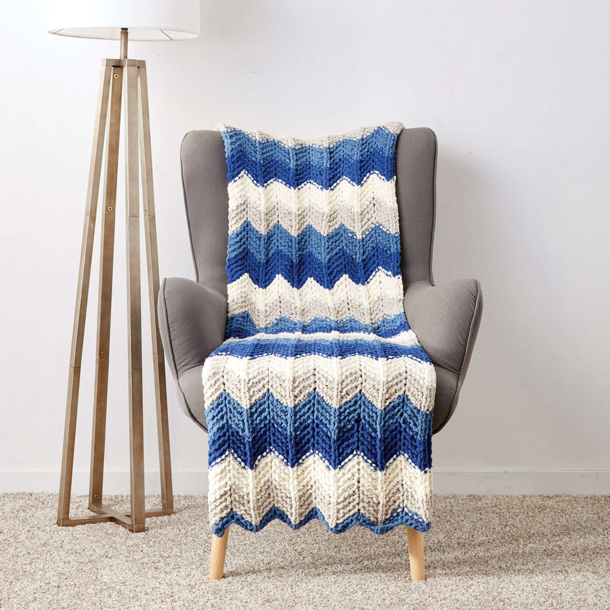 Knit Blanket made in Bernat Blanket yarn