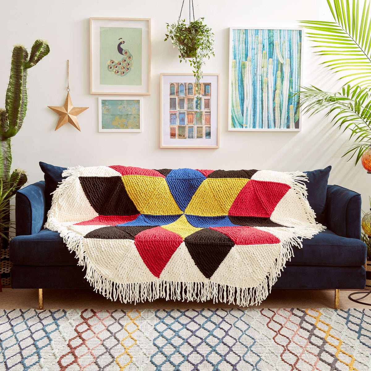 Knit Blanket made in Bernat Blanket yarn