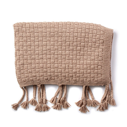 Bernat Basketweave Knit Throw Knit Blanket made in Bernat Maker Outdoor yarn