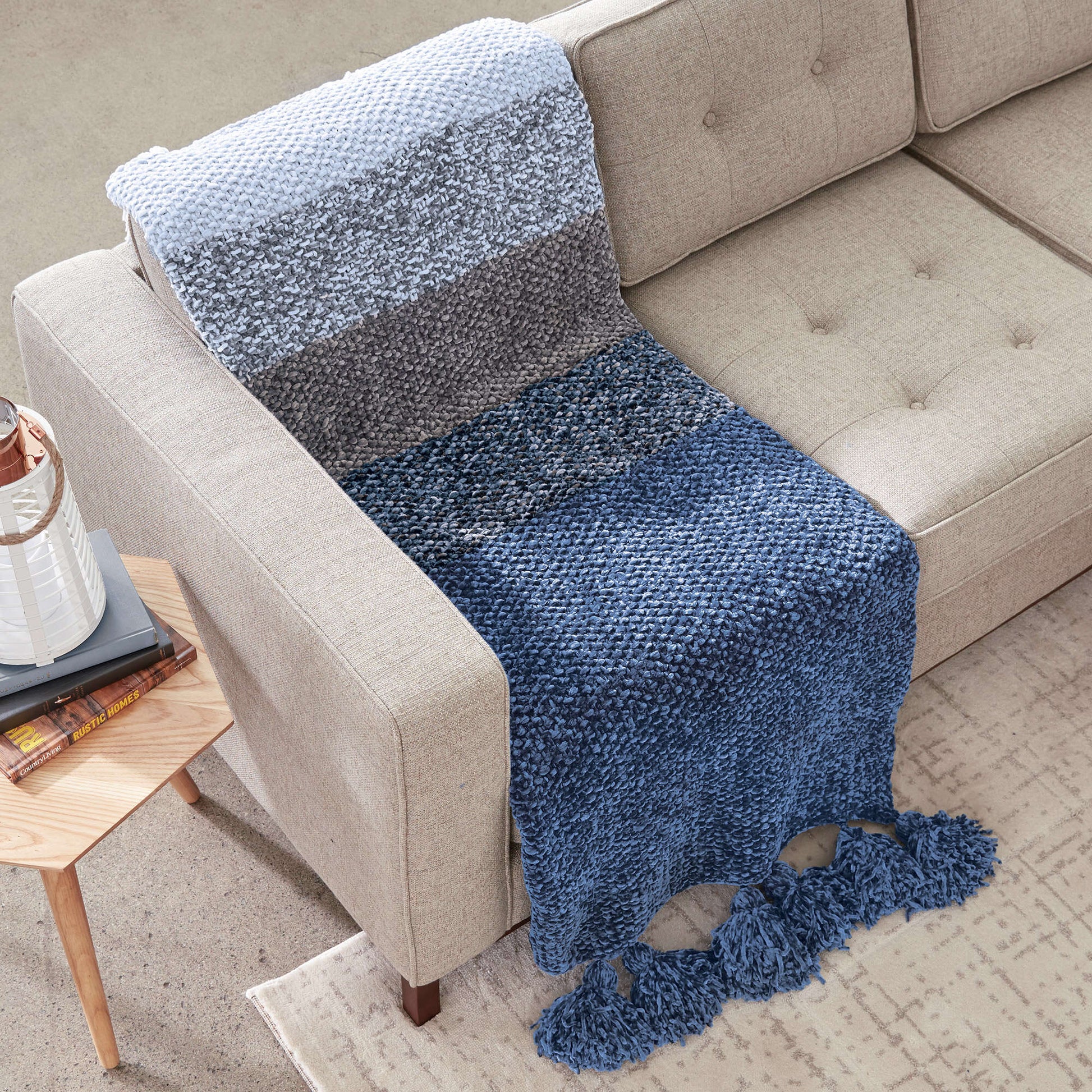 Free Bernat Blue Velvet Fade Knit Blanket Pattern