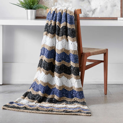 Bernat Knit Zig-Zag Blanket Knit Blanket made in Bernat Velvet yarn