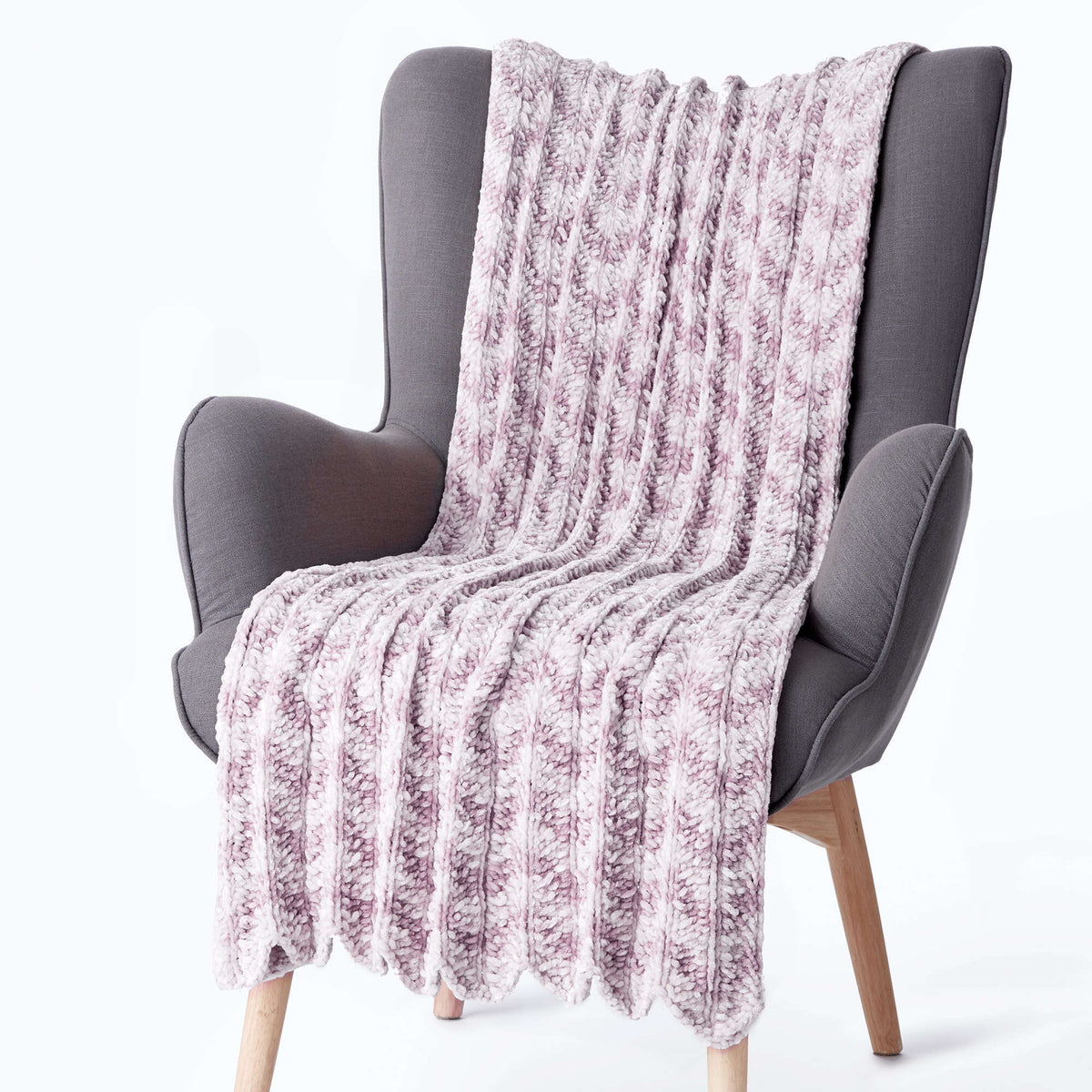 Knit Blanket made in Bernat Velvet yarn