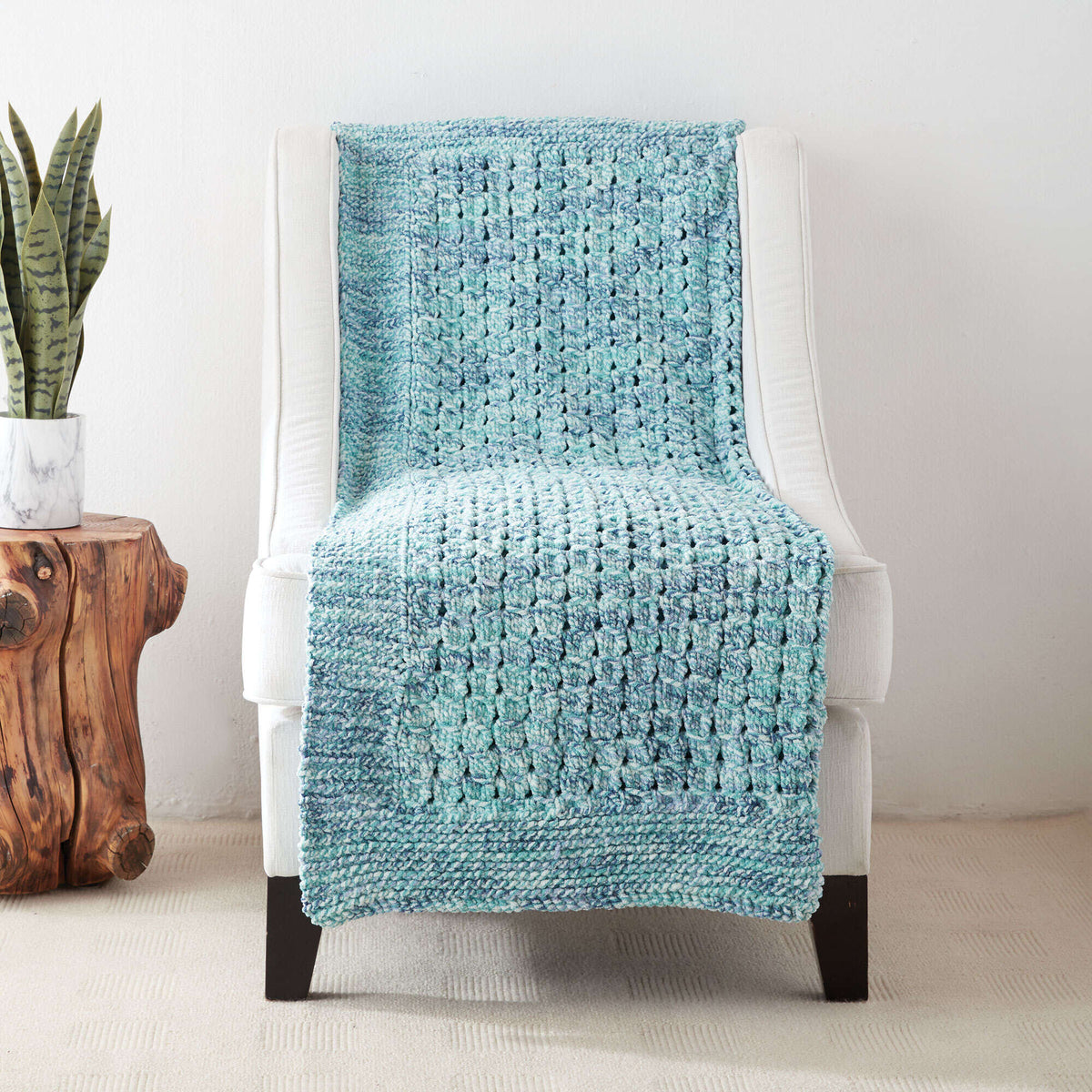 Knit Blanket made in Bernat Blanket yarn