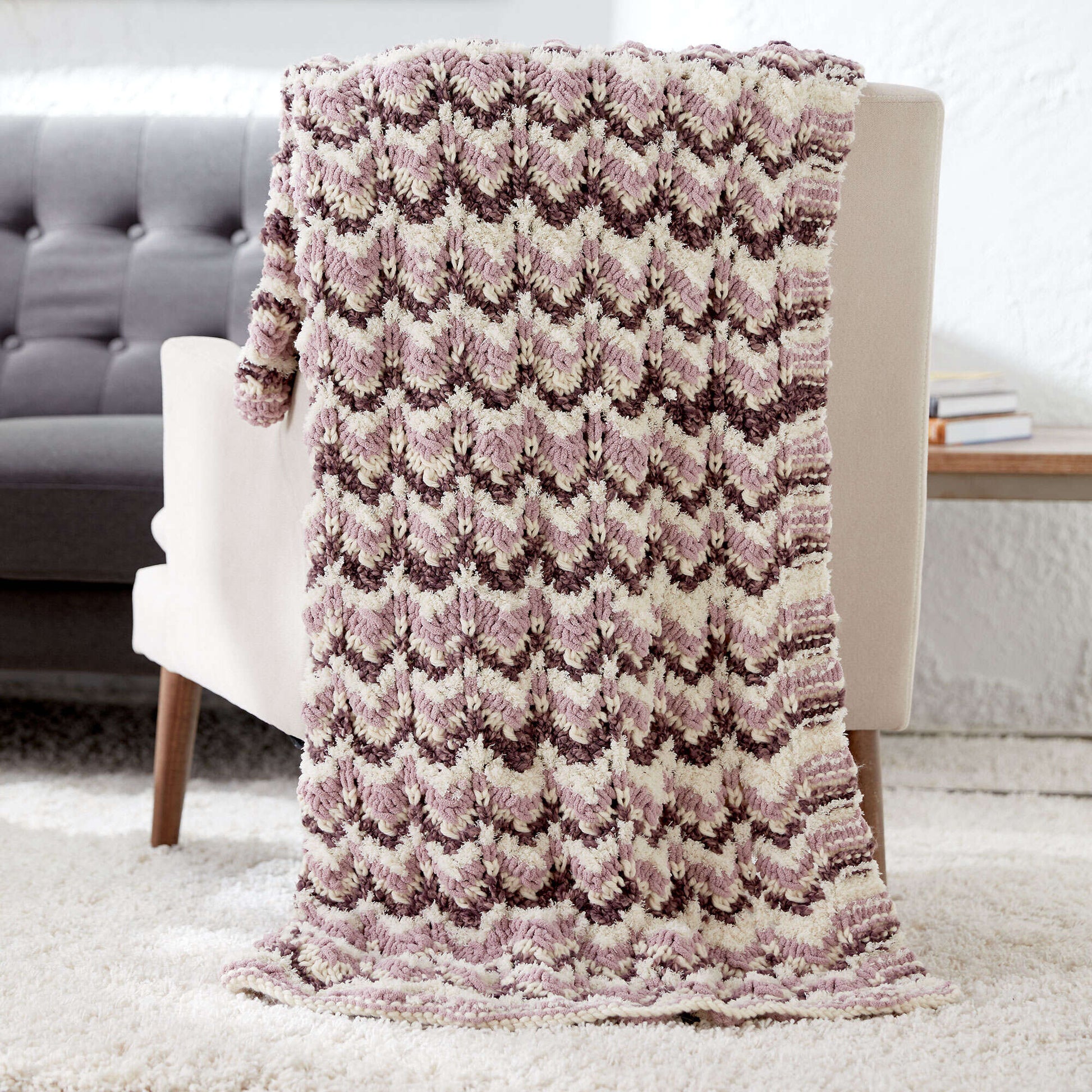 Free Bernat Warm Ripple Knit Blanket Pattern