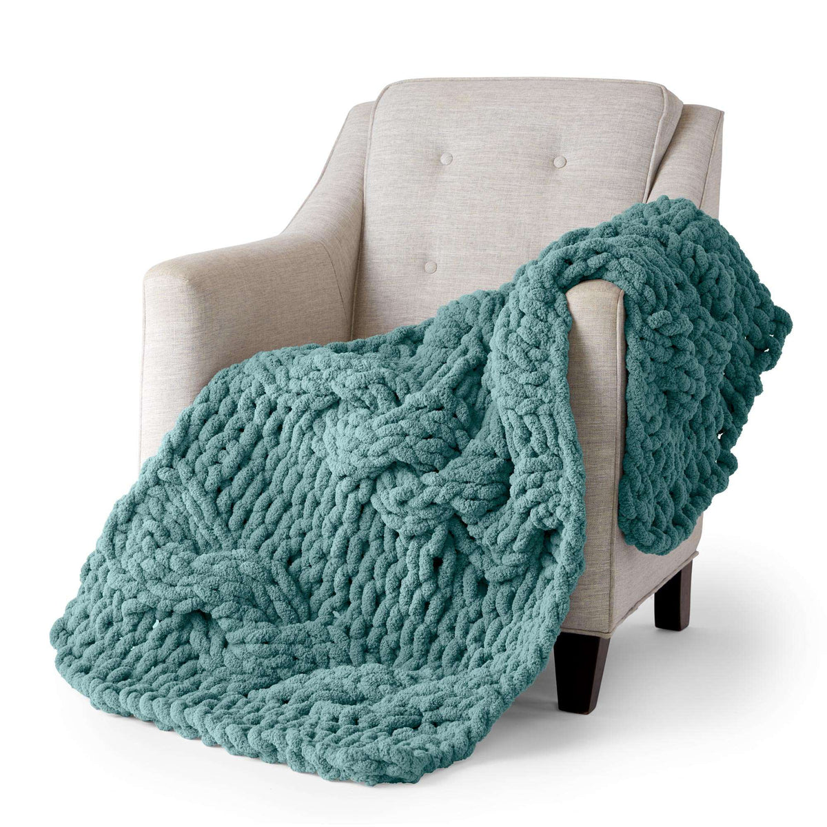 Knit Blanket made in Bernat Blanket Big yarn