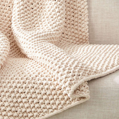 Bernat Seed Stitch Throw Knit Blanket made in Bernat Maker Big yarn