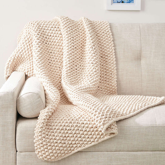 Knit Blanket made in Bernat Maker Big yarn