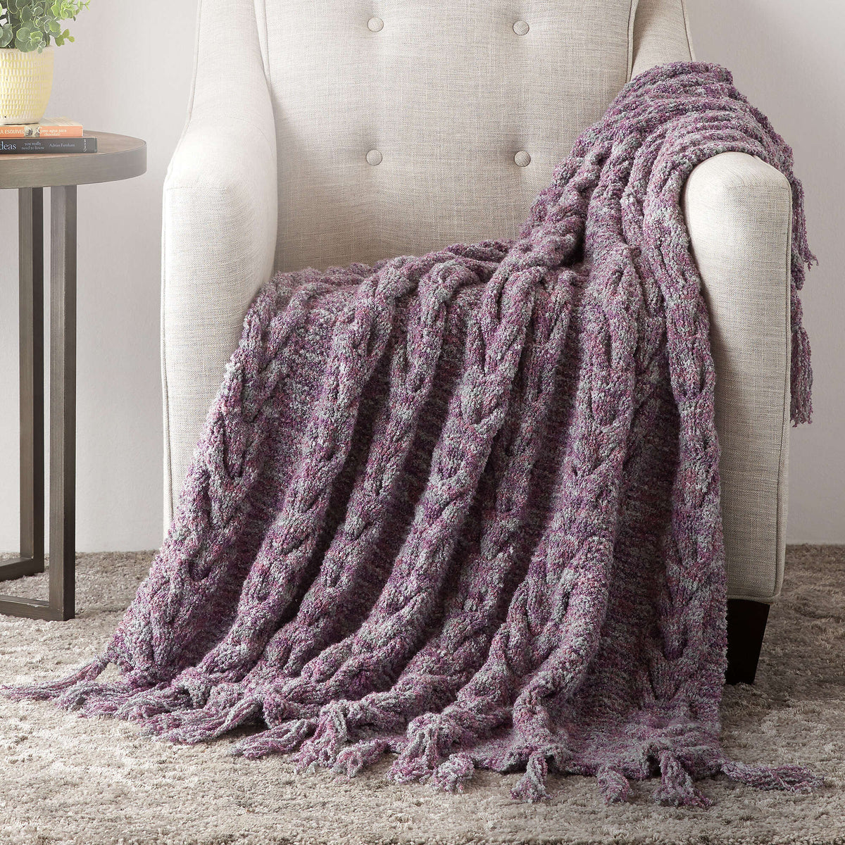 Knit Blanket made in Bernat Tweedie yarn