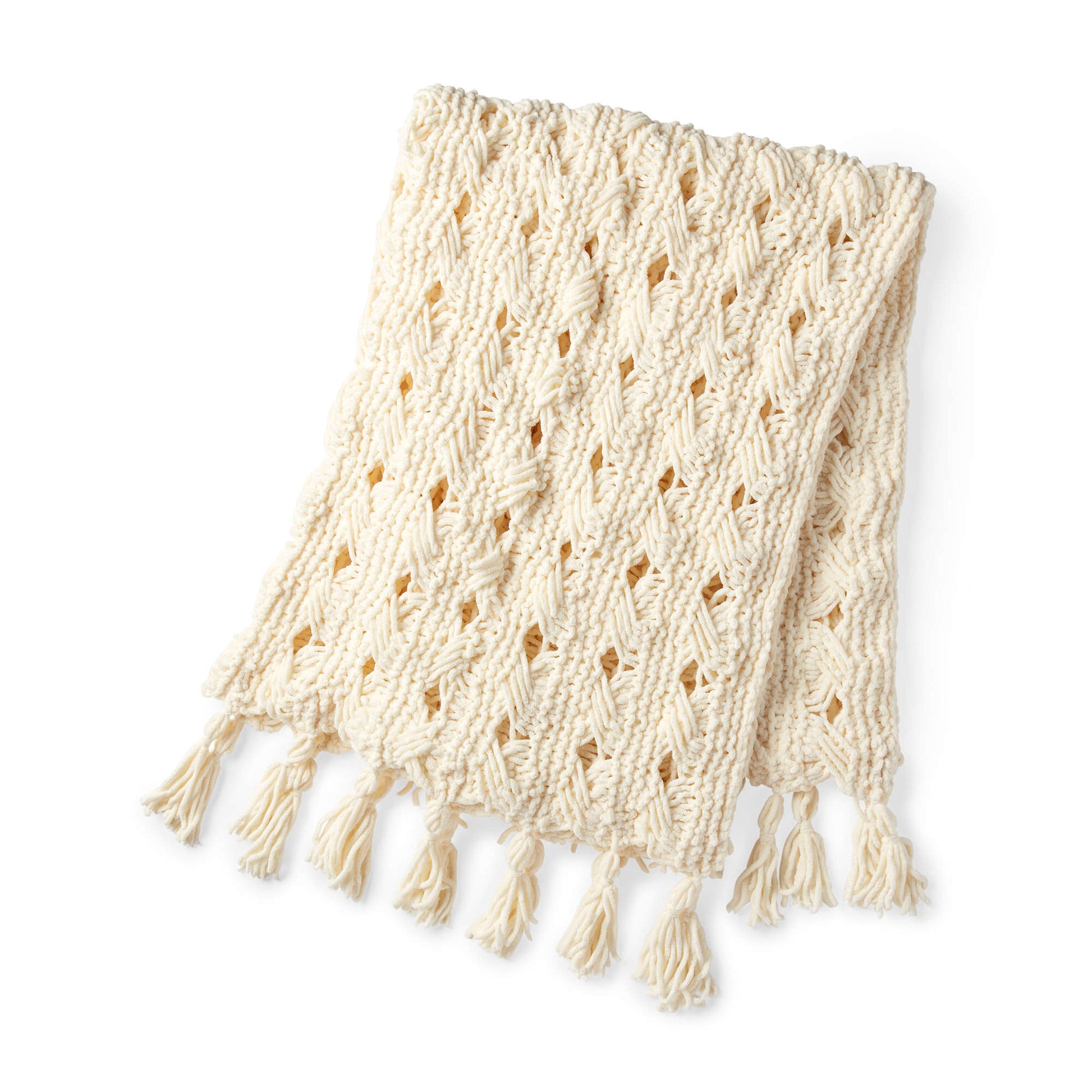 Free Bernat Criss-Cross Stripes Knit Blanket Pattern