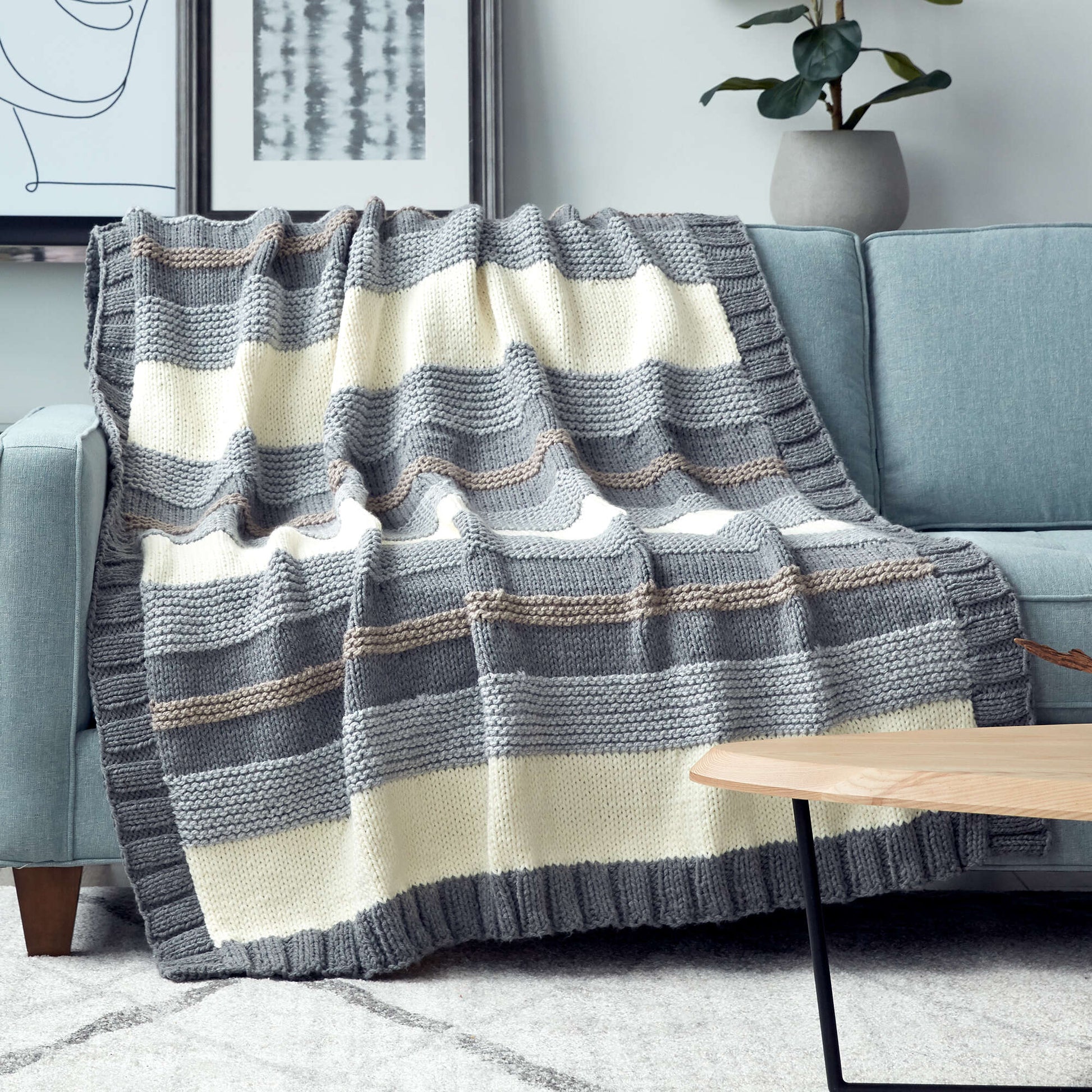 Free Bernat Simple Stripe Knit Blanket Pattern