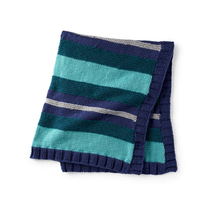 Bernat Simple Stripe Knit Blanket Denim