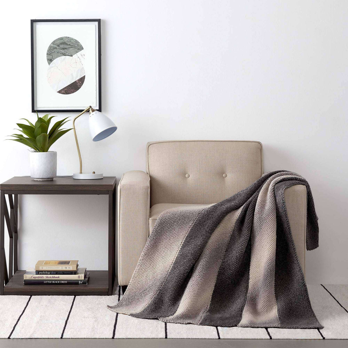 Knit Blanket made in Bernat Wavelength yarn