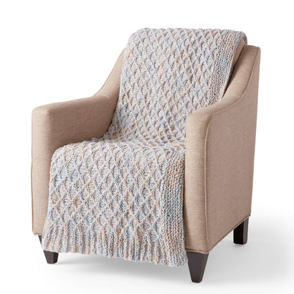 Bernat Lattice Stitch Knit Blanket Knit Blanket made in Bernat Tweedie yarn