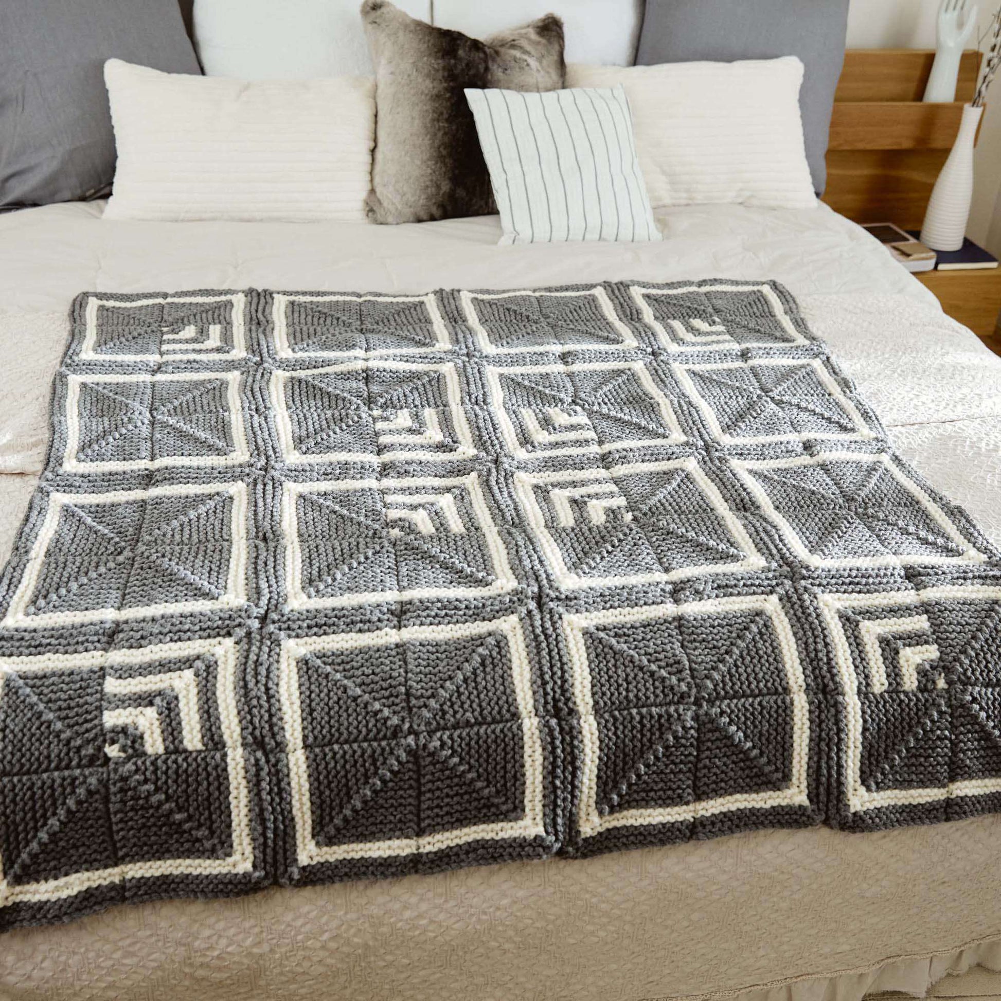 Free Bernat Deco Squares Knit Blanket Pattern