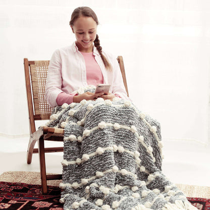 Bernat Bobble Line Knit Blanket Knit Blanket made in Bernat Velvet yarn