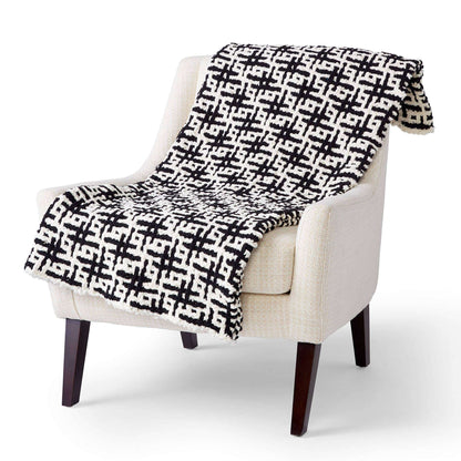 Bernat Mosaic Grid Knit Blanket Knit Blanket made in Bernat Blanket yarn