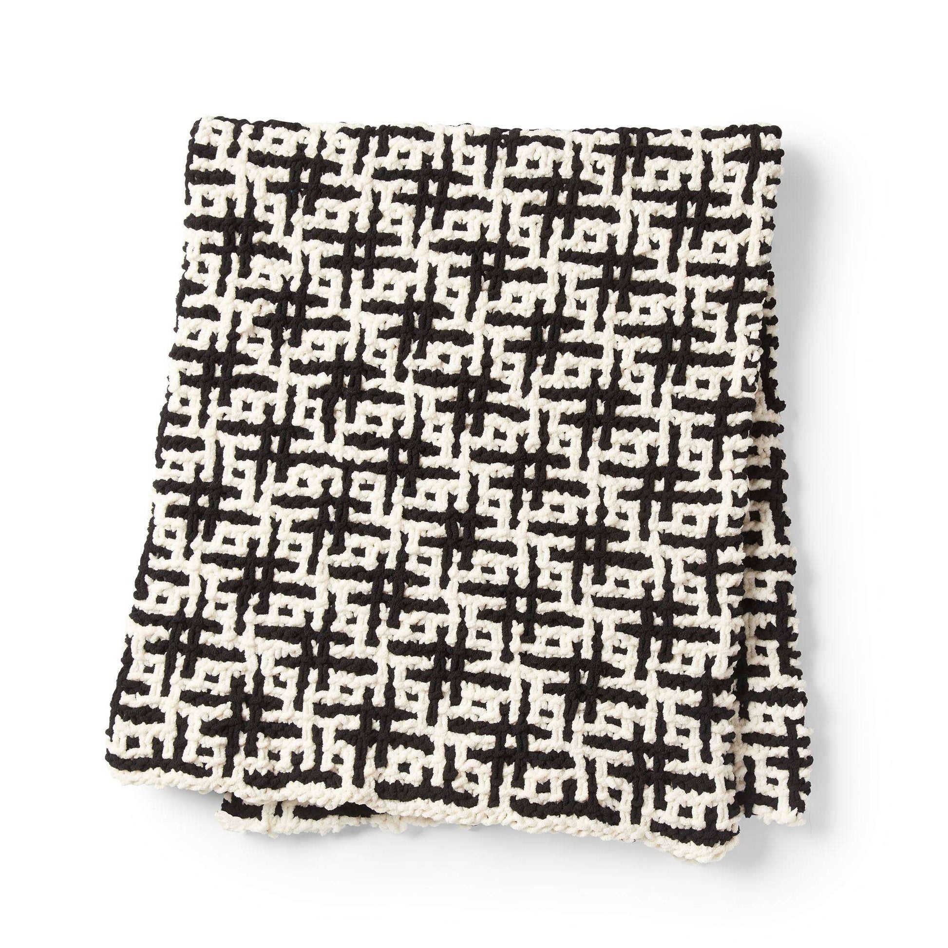 Free Bernat Mosaic Grid Knit Blanket Pattern