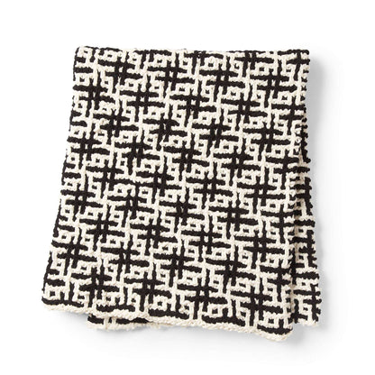 Bernat Mosaic Grid Knit Blanket Knit Blanket made in Bernat Blanket yarn