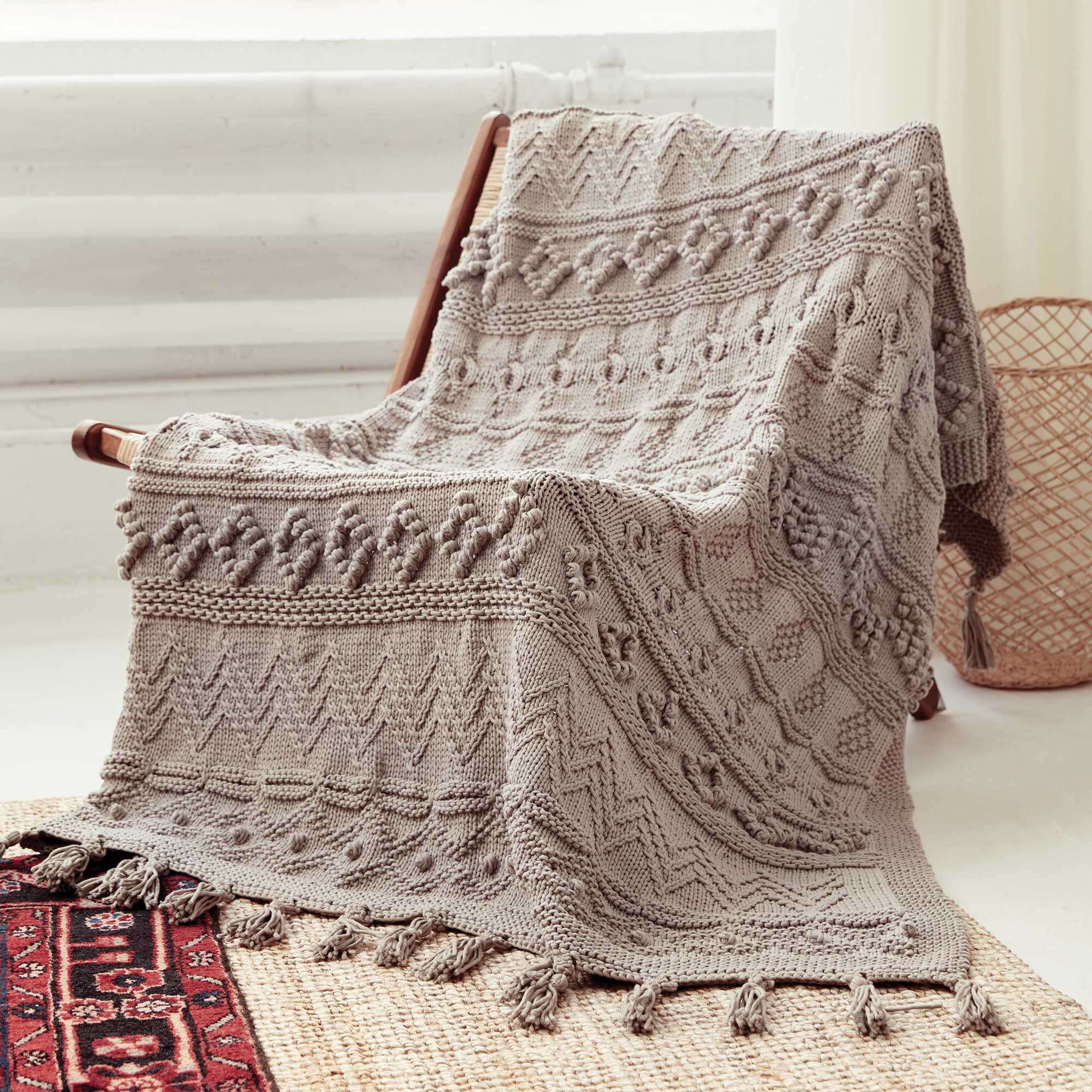 Bernat Sampler Knit Blanket Knit Blanket made in Bernat Maker Home Dec yarn