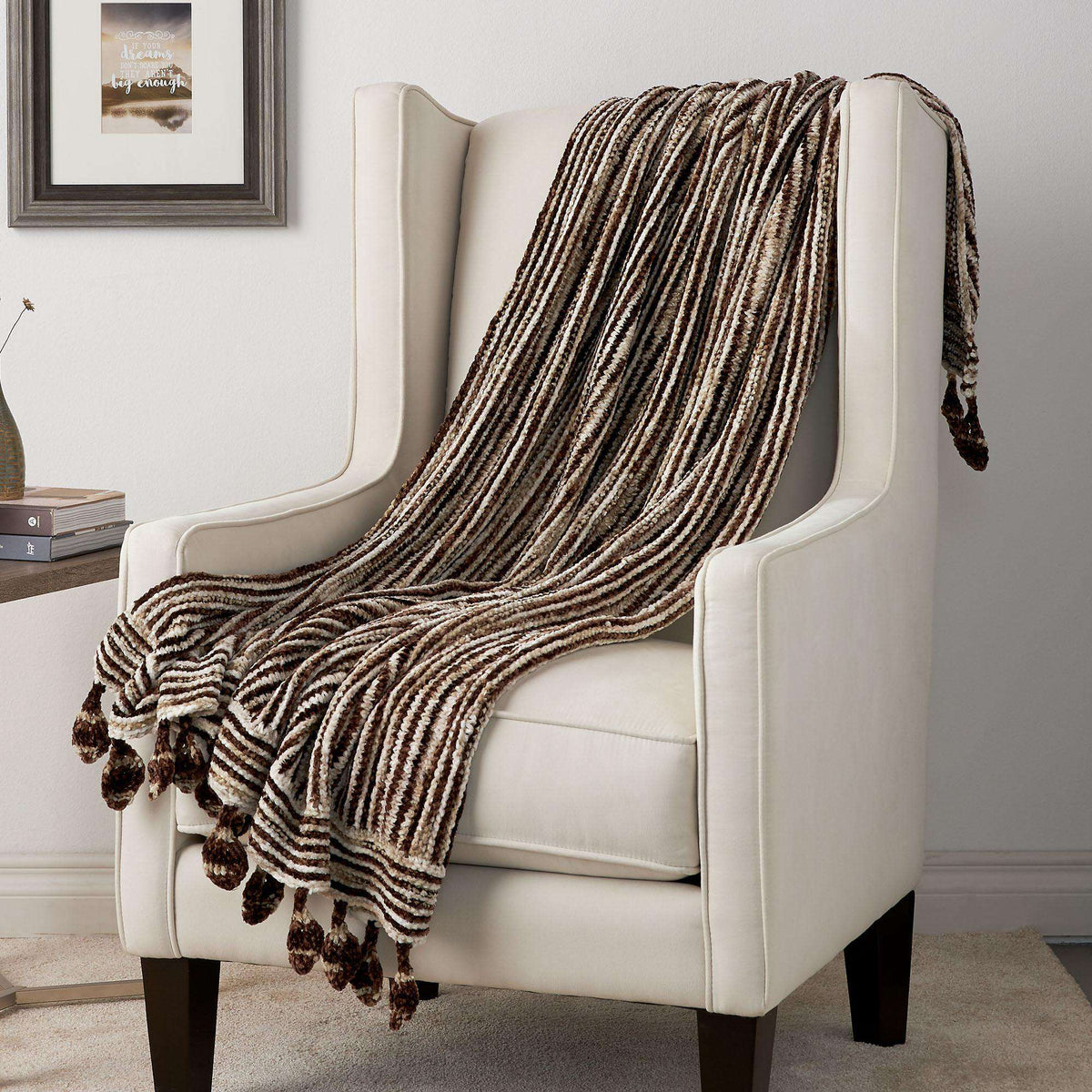 Knit Blanket made in Bernat Crushed Velvet yarn