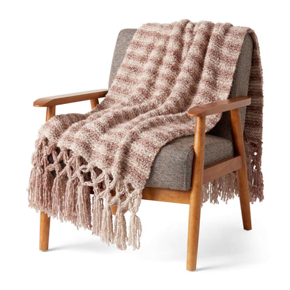 Bernat Knotted Fringe Knit Blanket Knit Blanket made in Bernat Toasty yarn
