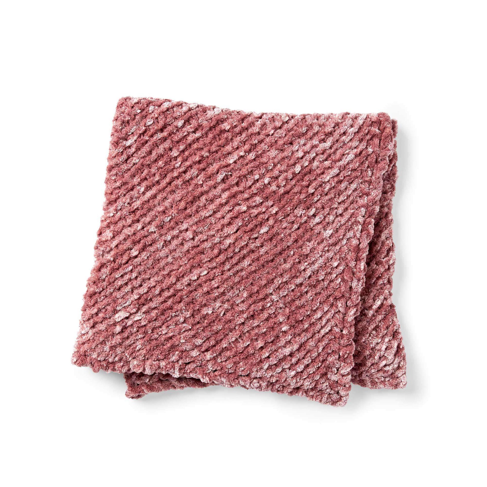 Free Bernat Cozy Knit Bias Blanket Pattern