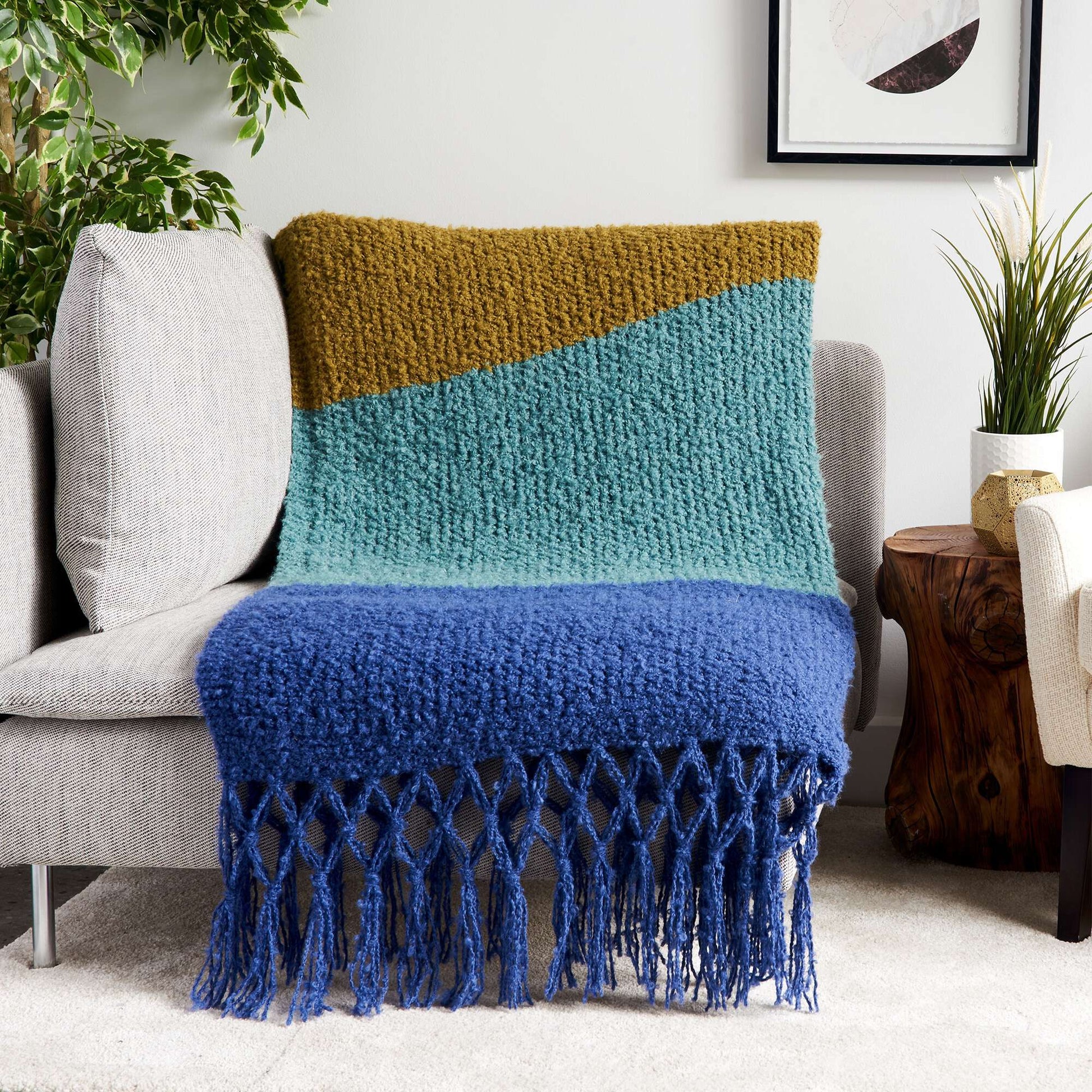 Free Bernat Knit Simple Texture Stripes Blanket Pattern