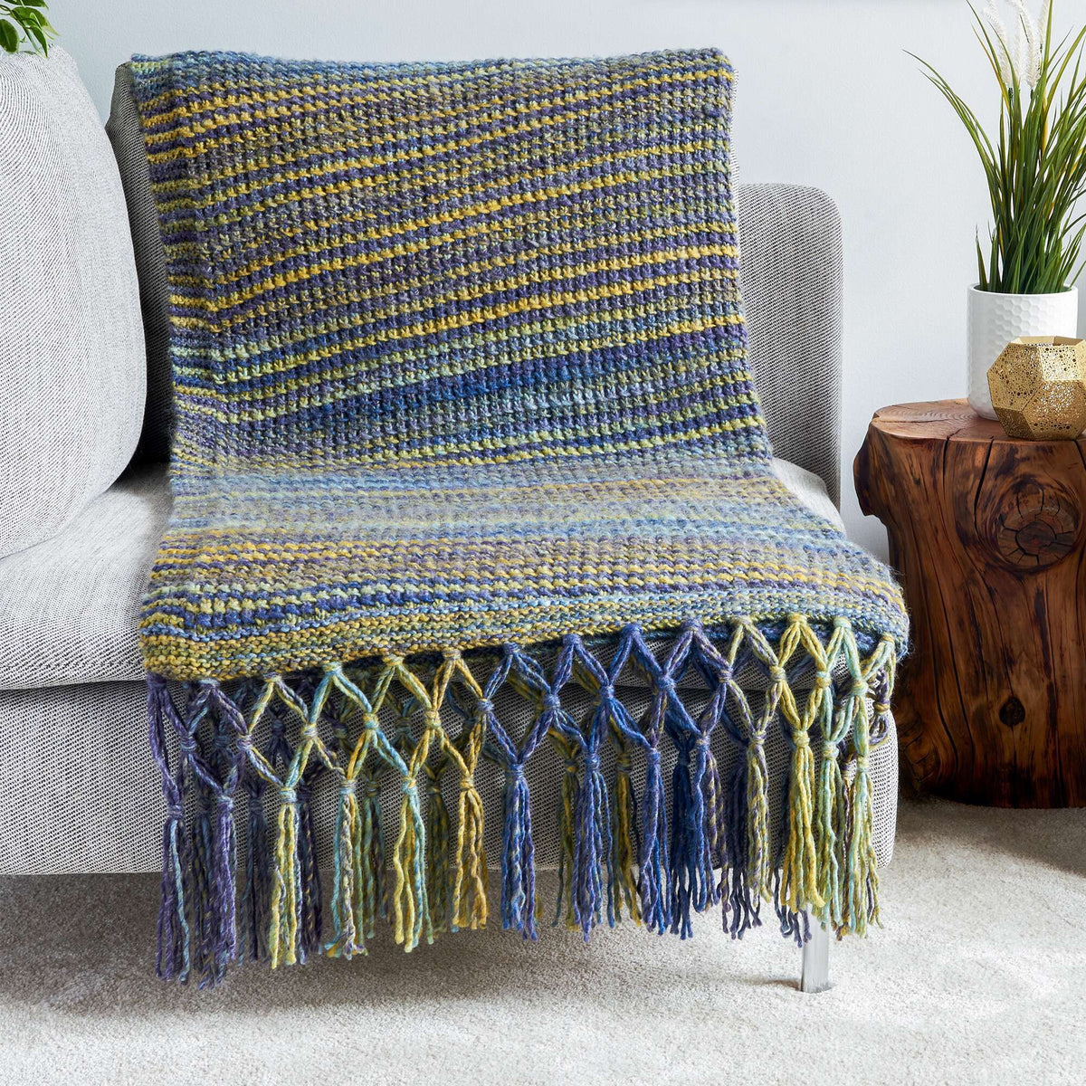 Knit Blanket made in Bernat Symphony yarn