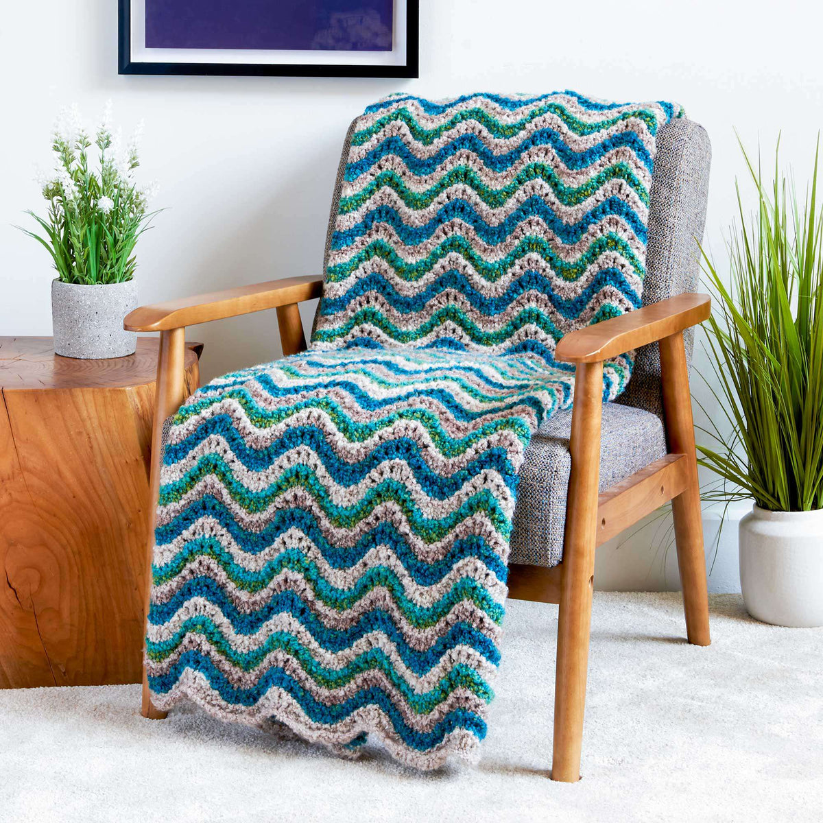 Knit Blanket made in Bernat Toasty yarn