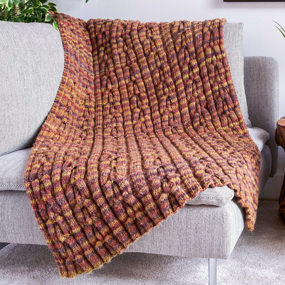 Knit Blanket made in Bernat Symphony yarn