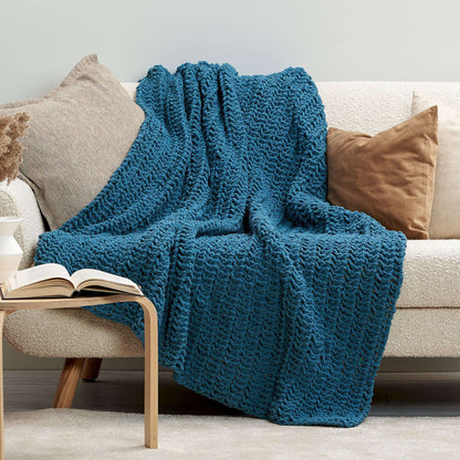 Bernat Knit Easy Eyelet Stitch Afghan Knit Blanket made in Bernat Blanket yarn