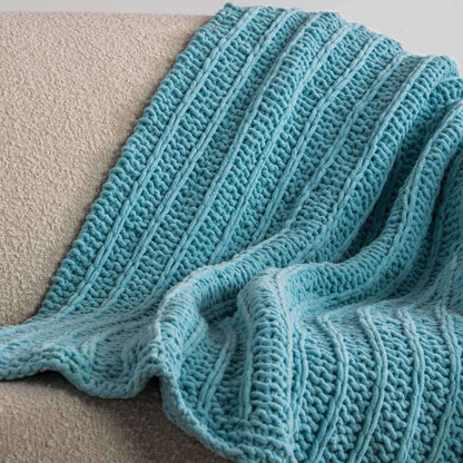Bernat Slip Stitch Knit Blanket Sparkle Knit Blanket made in Bernat Blanket Sparkle yarn