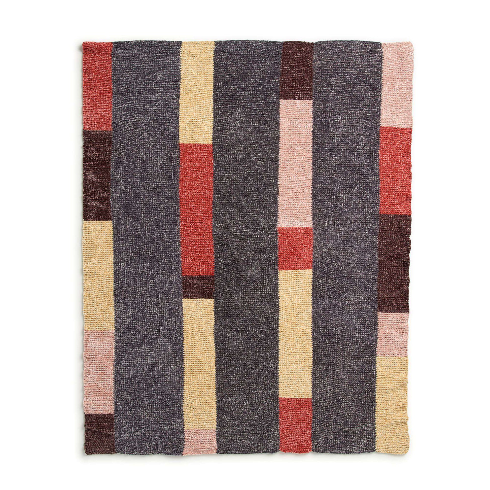 Free Bernat Velvet Stripes Knit Blanket Pattern