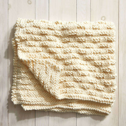Stitch Club Woven Look Knit Blanket + Tutorial Knit Blanket made in Bernat Softee Chunky yarn