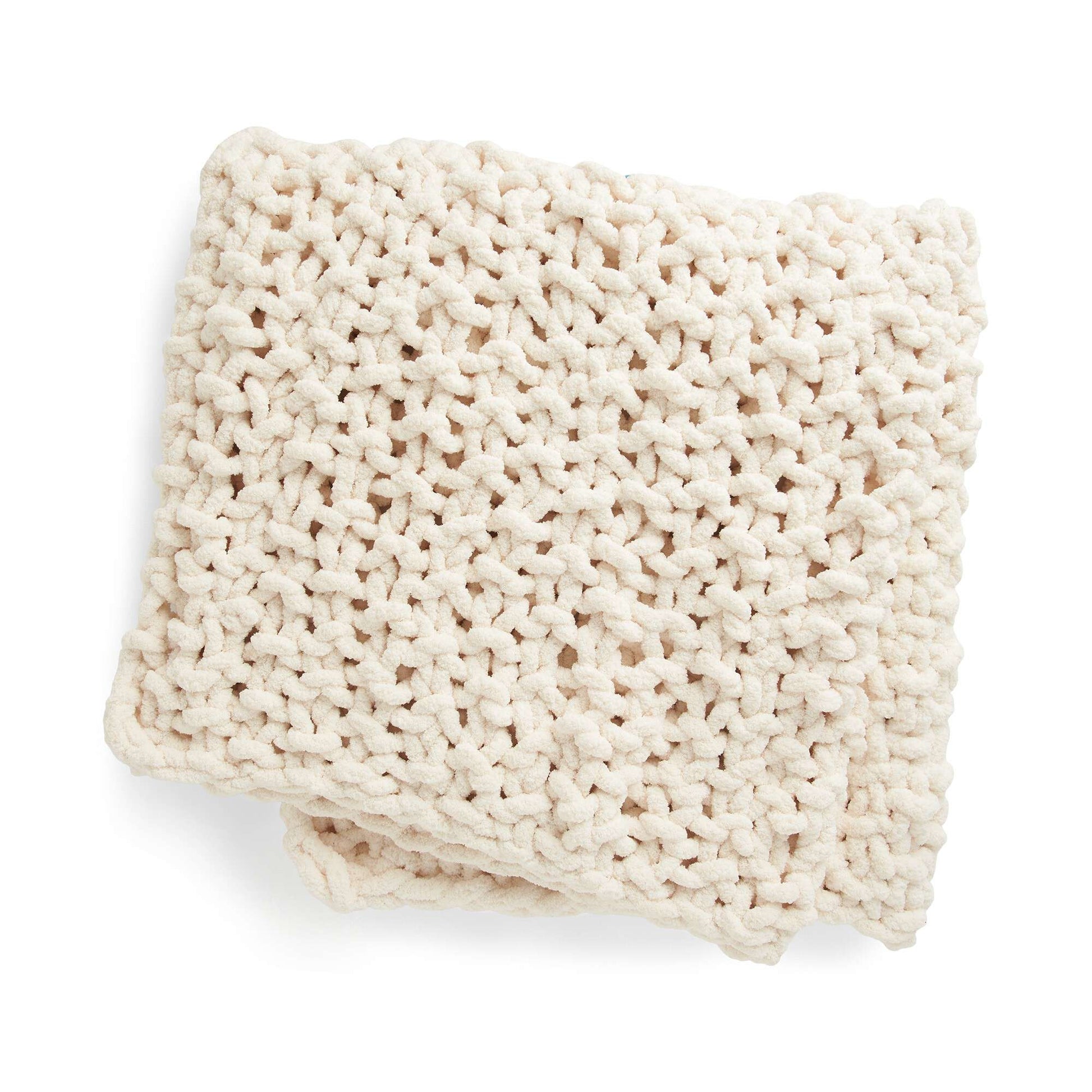 Free Bernat Extra Thick Seed Stitch Knit Blanket Pattern