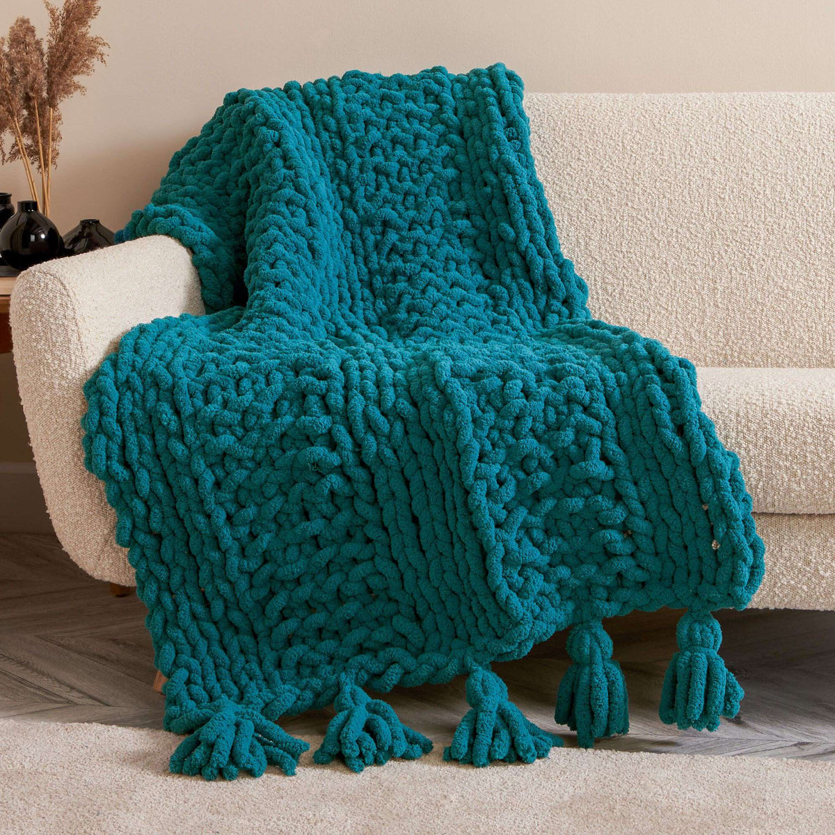 Knit Blanket made in Bernat Blanket Extra Thick yarn
