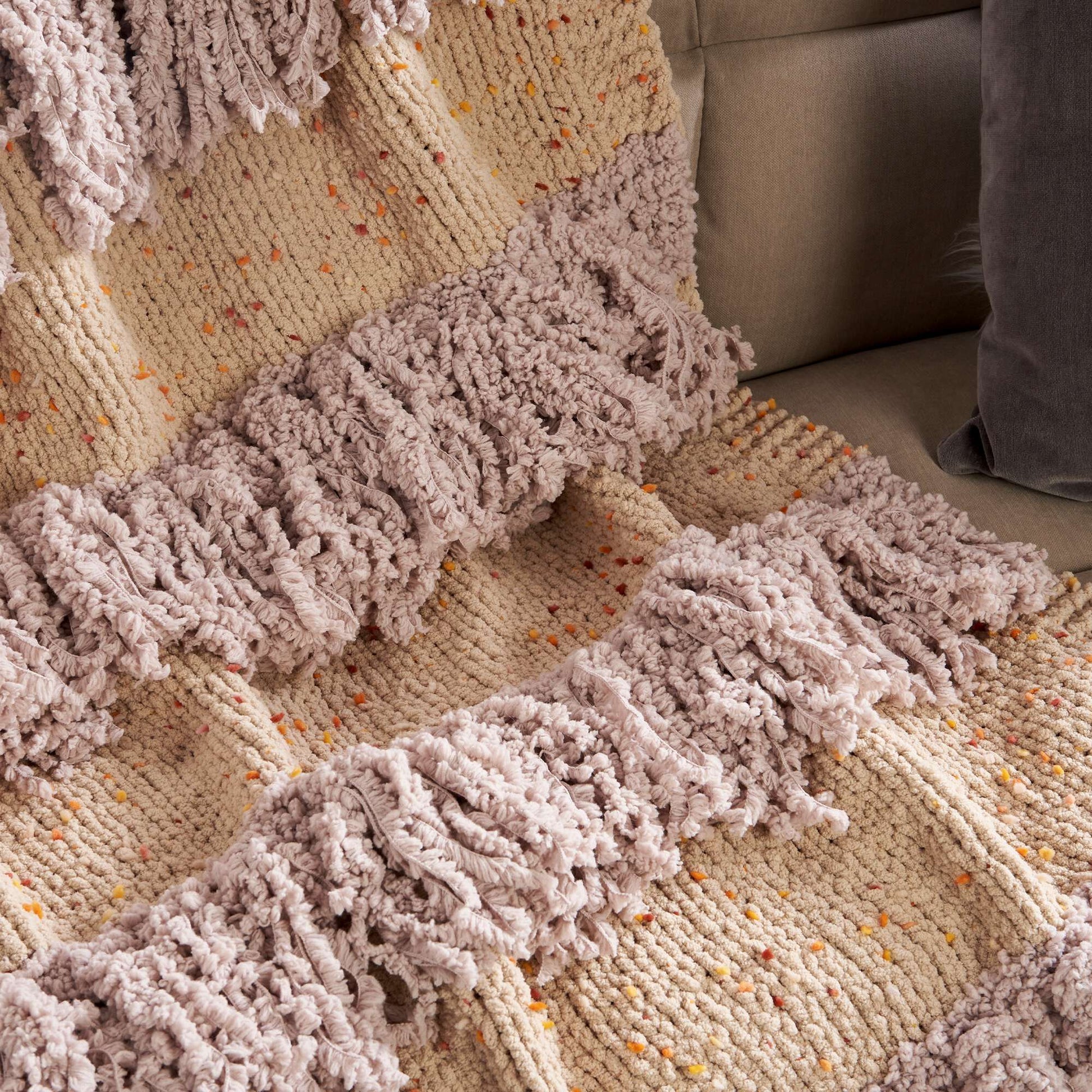 Free Bernat Fringey Stripes Knit Blanket Pattern
