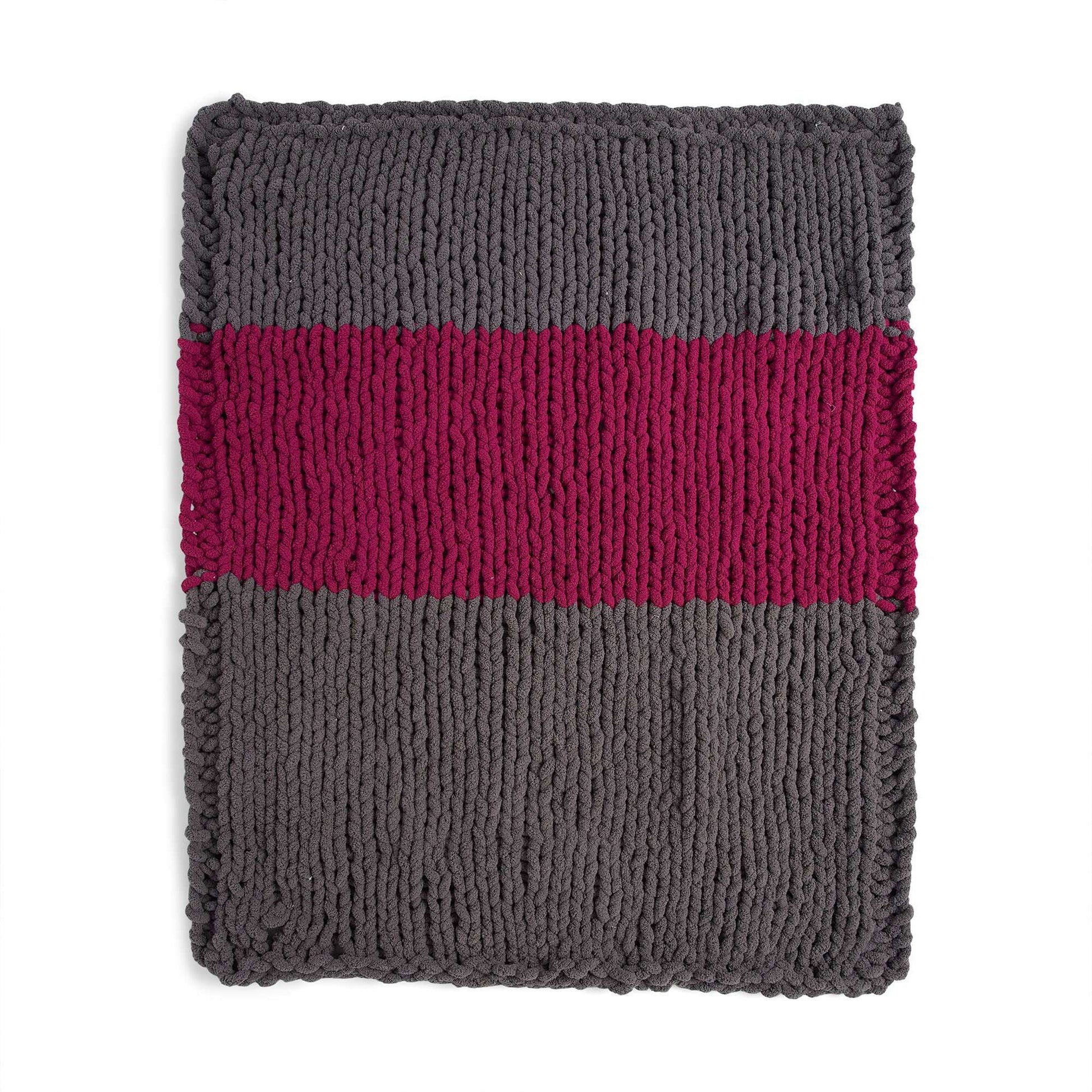 Free Bernat Bold Stripe Table Knit Blanket Pattern