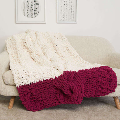 Bernat Knit Copious Cable Blanket Knit Blanket made in Bernat Blanket Extra Thick yarn